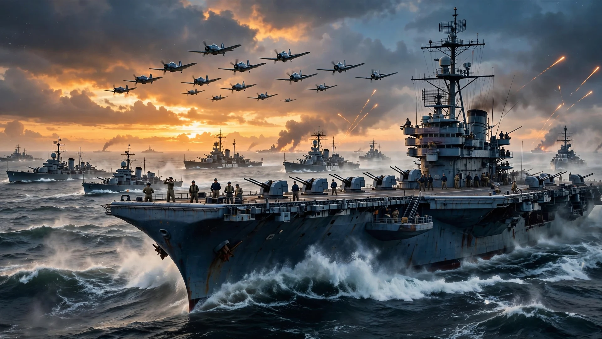 Best Pacific War battles of WW2: US carrier task force at dawn in the Pacific, ranked top 10